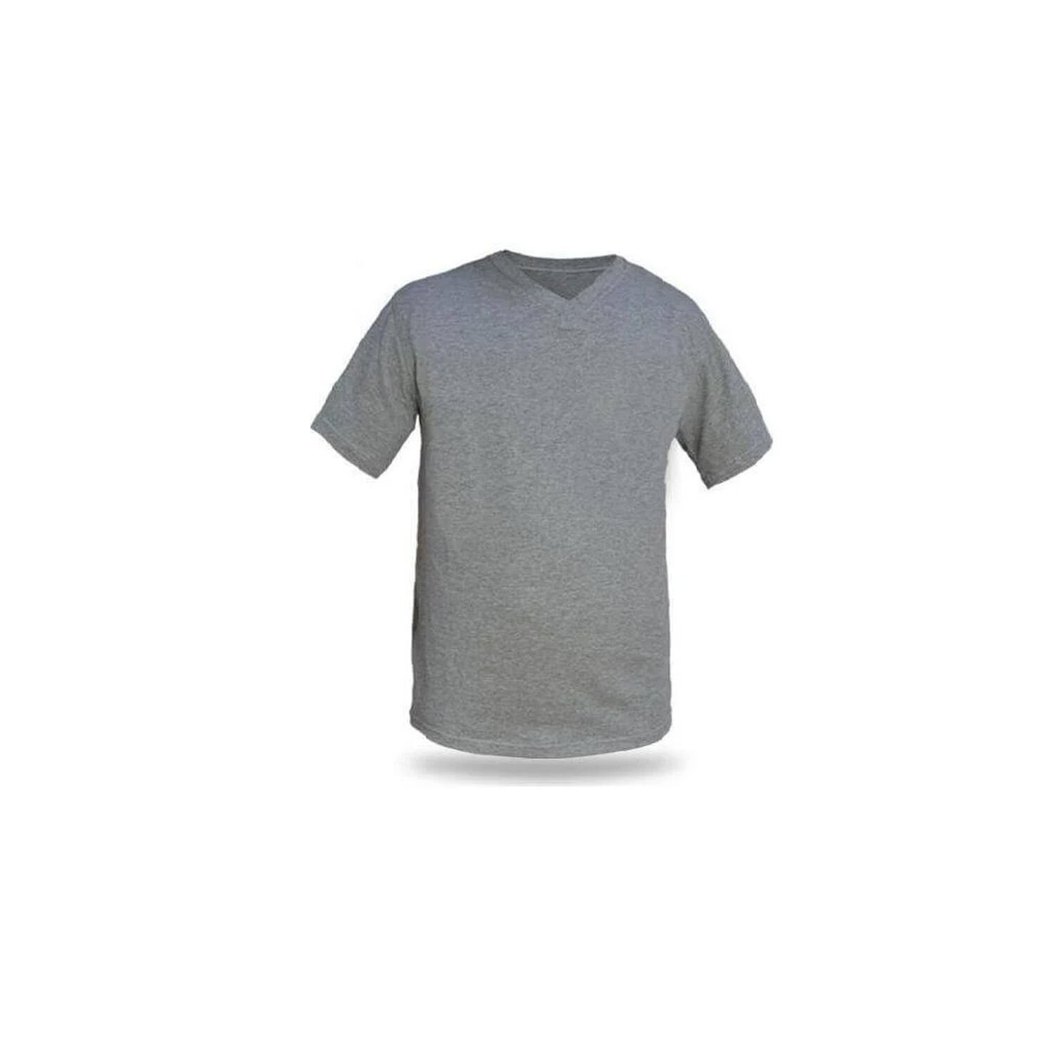 Penye T-Shirt Kısa Kollu V Yaka Gri