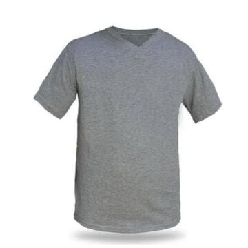 V Yaka Tişört Kısa Kollu Penye Gri