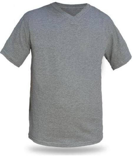 Penye T-Shirt Kısa Kollu V Yaka Gri L