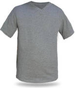 Penye T-Shirt Kısa Kollu V Yaka Gri L