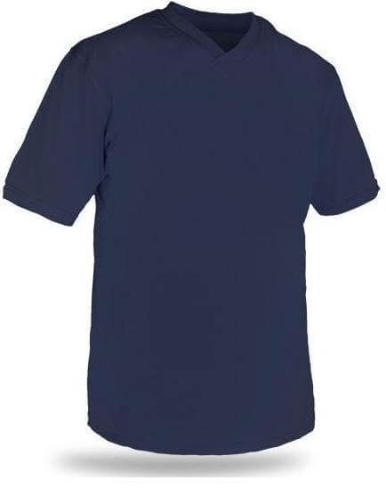 V Yaka Penye Tişört Kısa Kollu Lacivert L