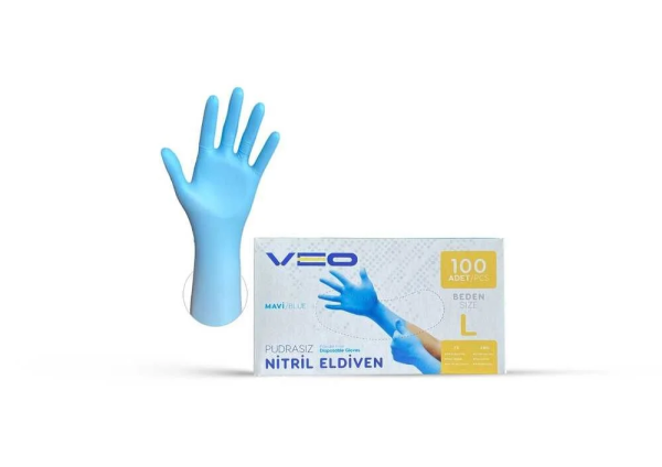 Veo K350 Tek Kullanımlık Pudrasız Nitril Eldiven (100 Adet/Kutu) M