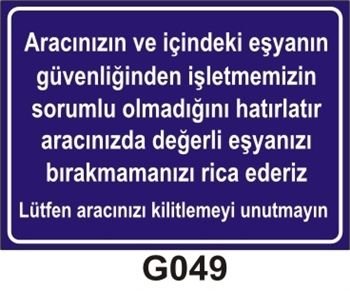Lütfen Araçlarını Kilitlemeyi Unutmayın 35x50 cm Dekota (Forex) 3mm
