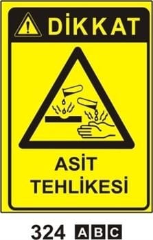 Dikkat Asit Tehlikesi 35x50 cm PVC(Plastik) 0,50mm