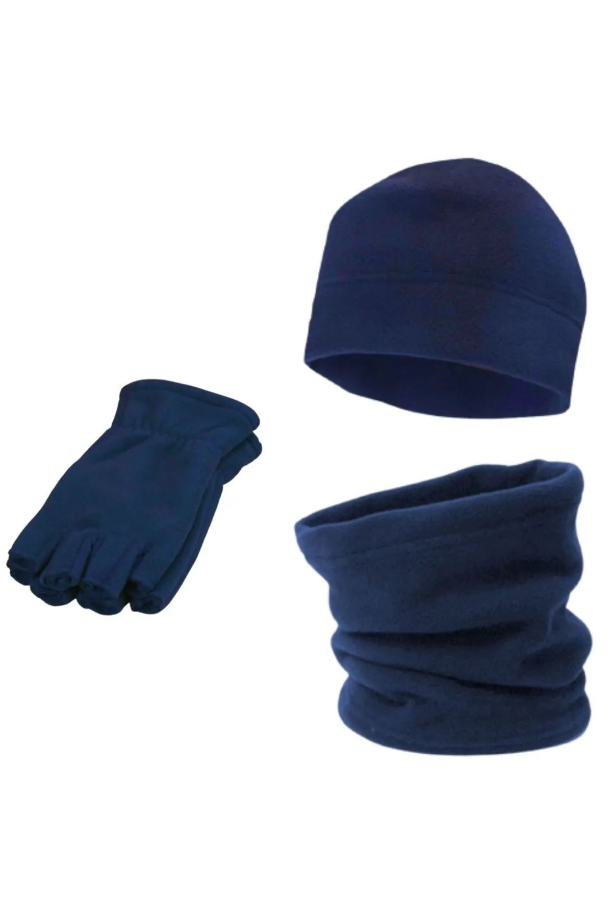 Polar Lacivert Bere Boyunluk Ve Eldiven - 3'lü Set