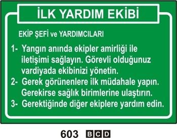 İlk Yardım Ekibi 35x50 cm PVC(Plastik) 0,50mm