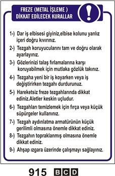 Freze Metal İşleme Dikkat Edilecek Kurallar 50x70 cm Dekota (Forex) 3mm