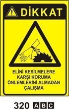 Elini Kesilmelere Karşı Koruma Önlemlerini Almadan Çalışma 50x70 cm Saç(Galvaniz 0,50mm