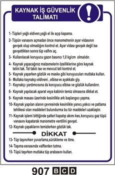 Kaynak iş Güvenlik Talimatı 50x70 cm Saç (Galvaniz) 0,50mm